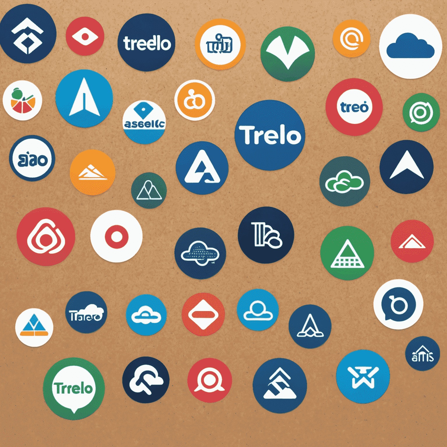 A collage of logos of popular project management systems like Trello, Asana, and Basecamp